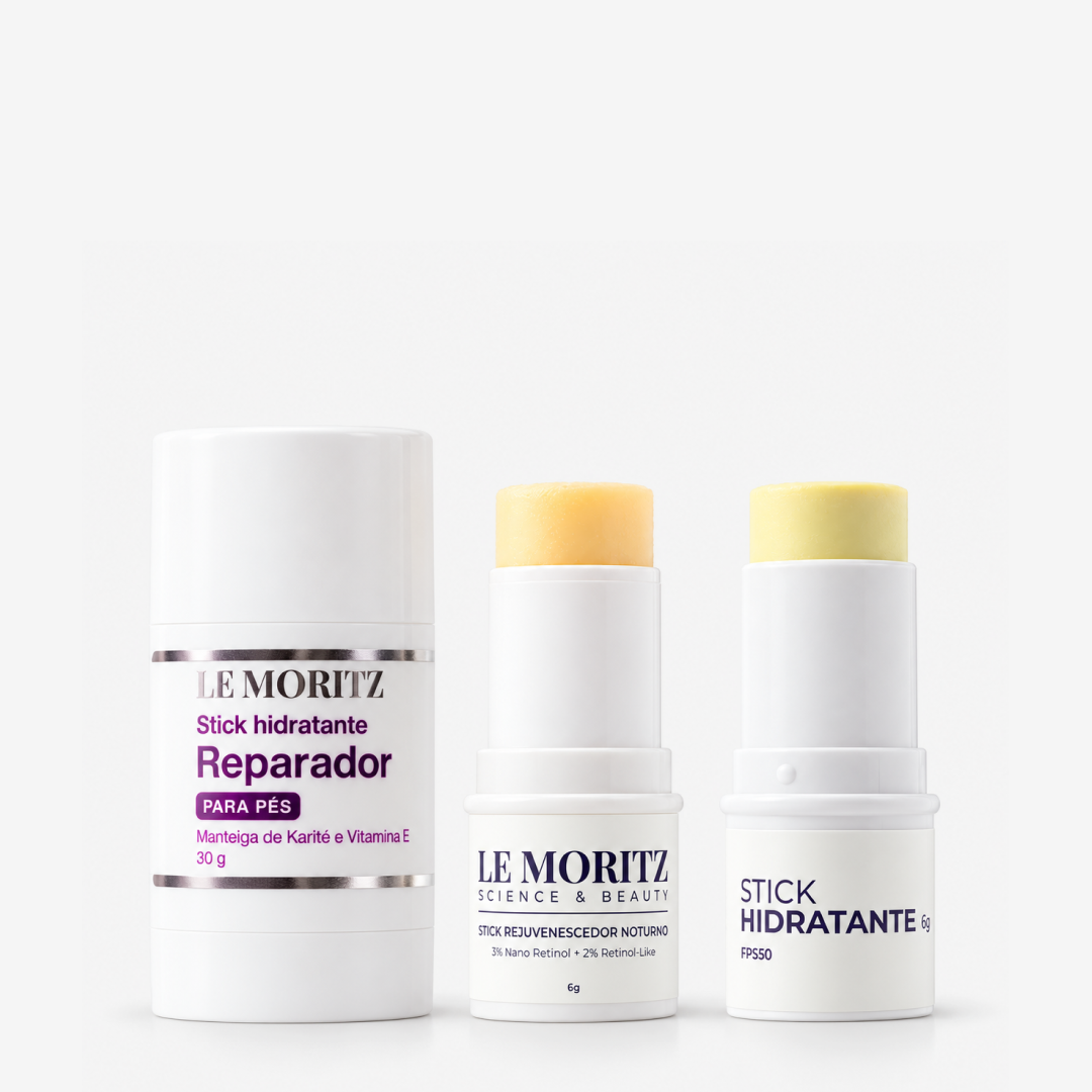 Kit Stick Pés + Stick Hidratante + Stick Retinol Le Moritz