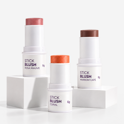Kit Trio - Stick Rosa Mauve + Marrom Café + Coral