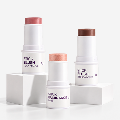 Kit Trio - Stick Rosa Mauve + Marrom Café + Rosê